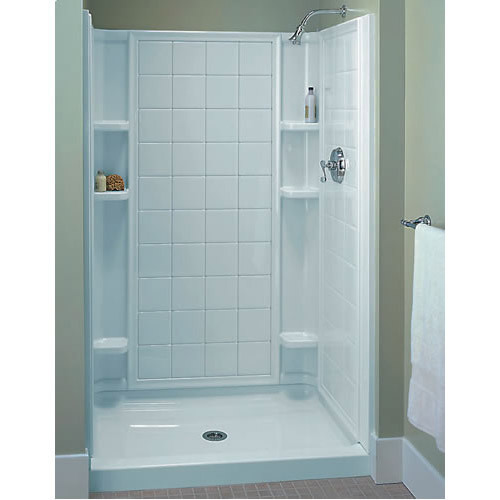 Sterling Ensemble White Vikrell 3 Piece Alcove Shower Stall Enclosure