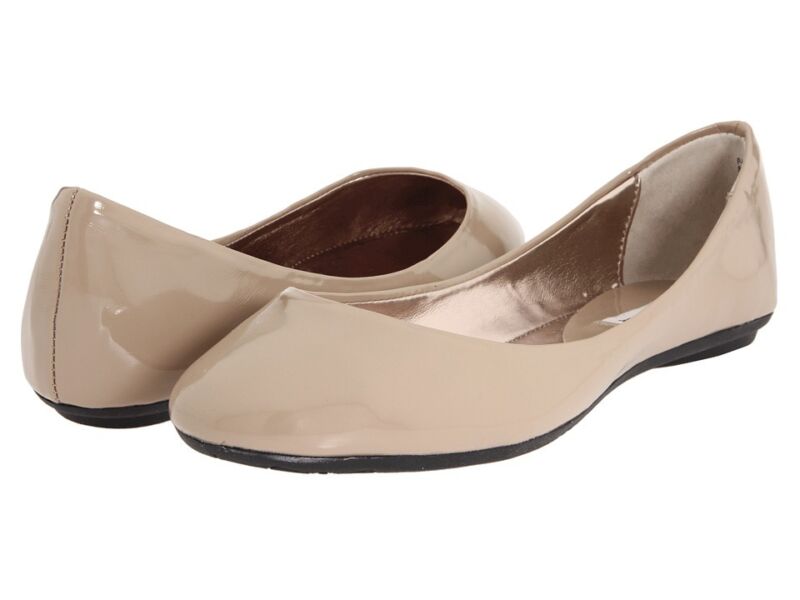 STEVE MADDEN Heaven NUDE Taupe Flats Ballet Shoes Womens Patent Leather New