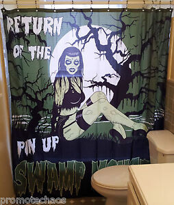 Swamp Monster Zombie Girl Shower Curtain Pin Up Too Fast Punk Oi ...