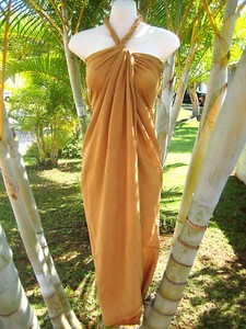 Wrap Dress on Sarong Solid Tan Brown Hawaiian Luau Cruise Wrap Dress   Ebay
