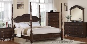 Savannah 6 Piece Spindle Post Bedroom Set King Size Classic 4 Poster Bed New!