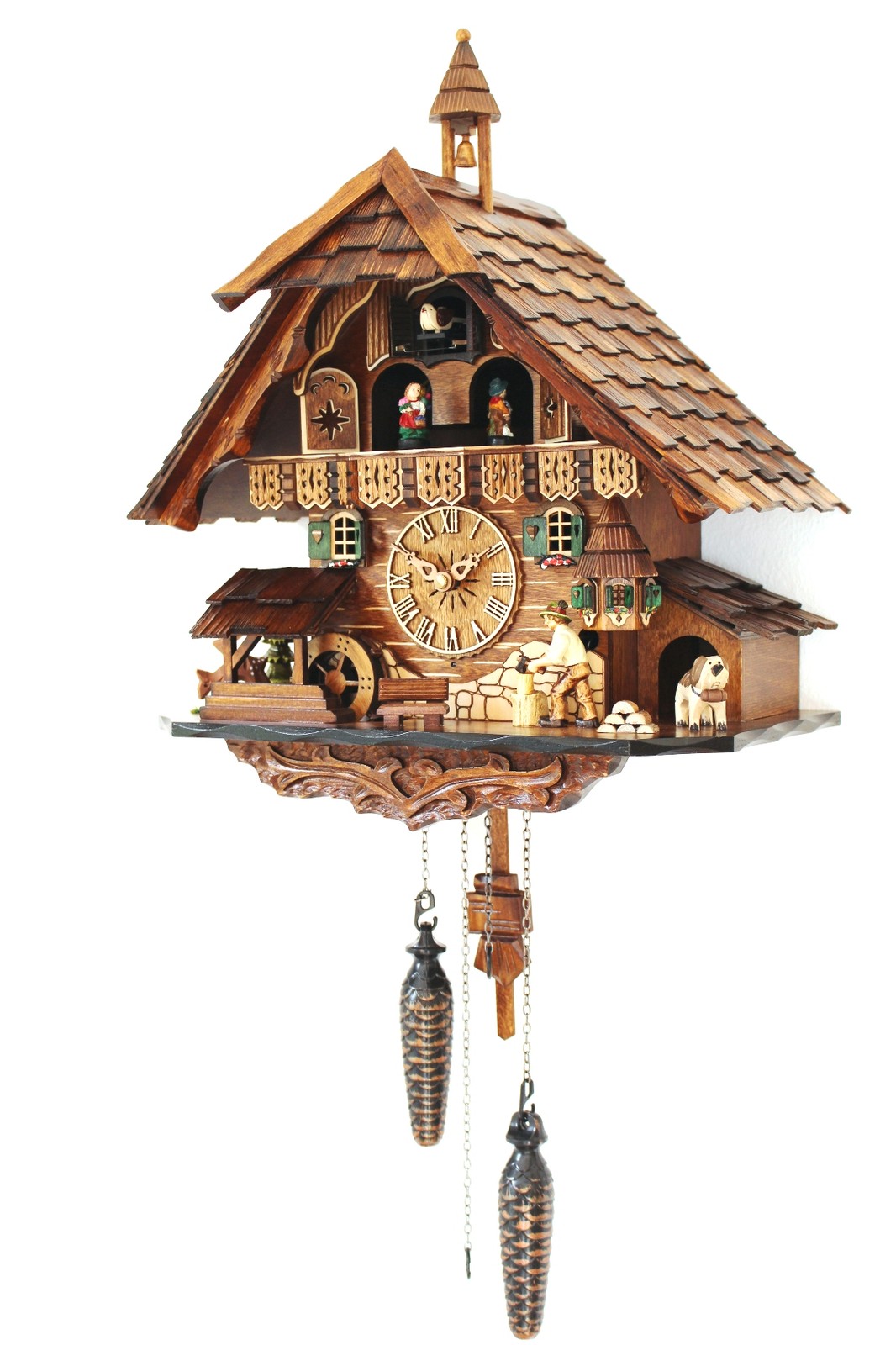cuckoo clock black forest quartz german music quarz chalet wood chopper