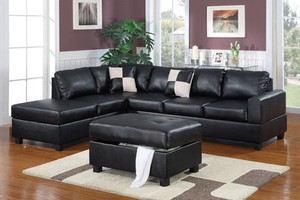Sectional Black Leather Reversible Sectional Sectionals Sofa Chaise Ottoman
