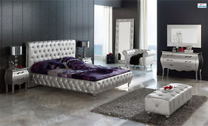 Silver Modern European 8-pc King Bedroom Set
