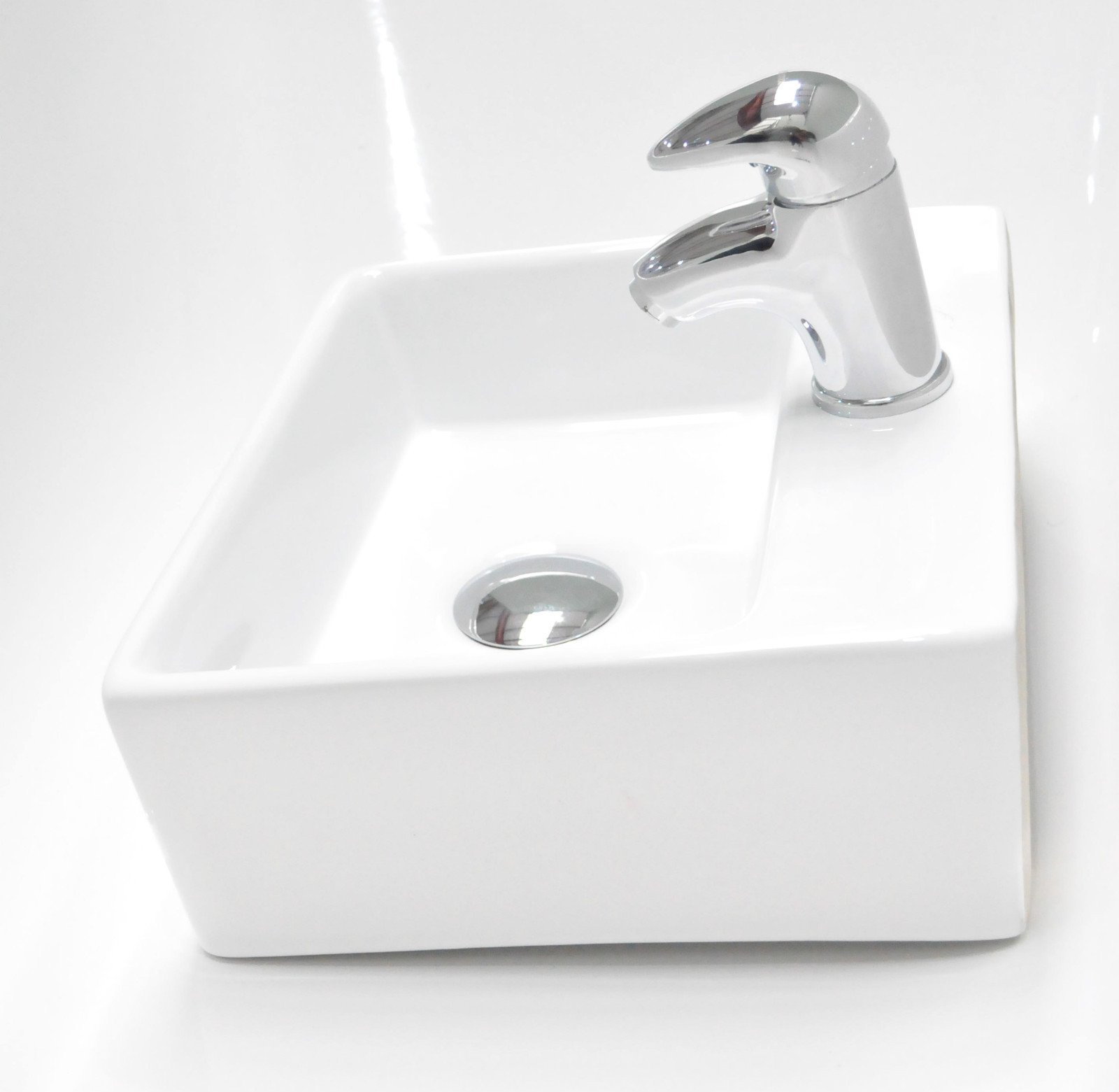 Small Compact Mini Tiny Bathroom Cloakroom Basin Sink Wall Hung Square ...