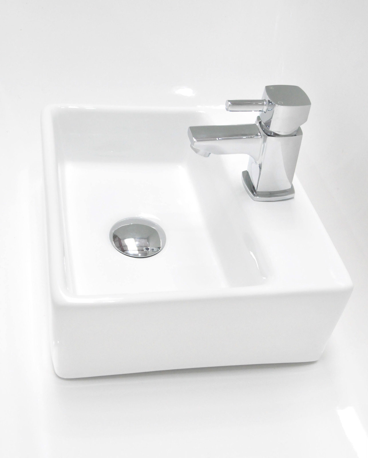 Small Compact Mini Tiny Bathroom Cloakroom Basin Sink Wall Hung Square ...