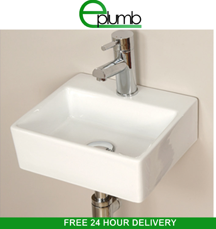 ... Tiny Bathroom Cloakroom Basin Sink Wall Hung Square 330 X 290 eBay