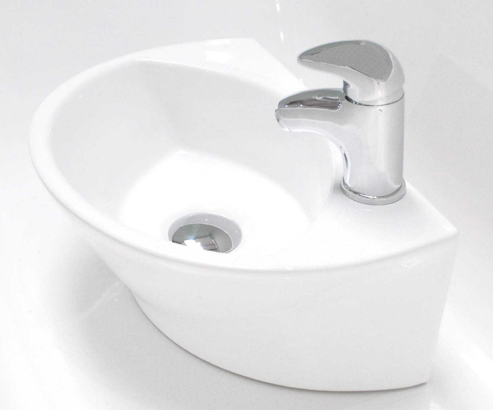 Small Compact Round D Shaped Cloakroom Basin Bathroom Sink Wall Hung ...