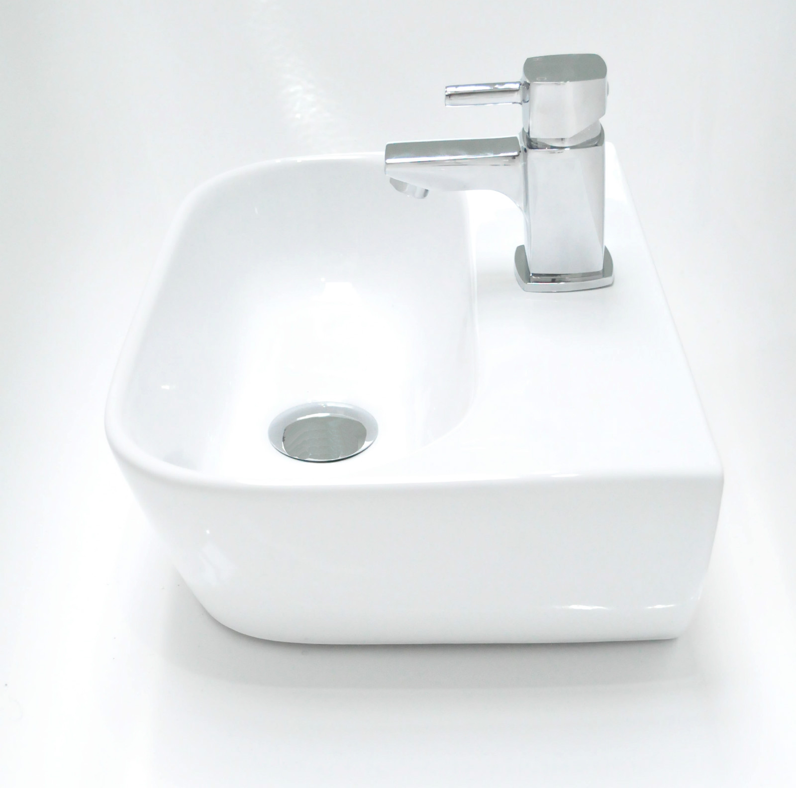 Small Compact Round D Shaped Cloakroom Basin Bathroom Sink Wall Hung ...