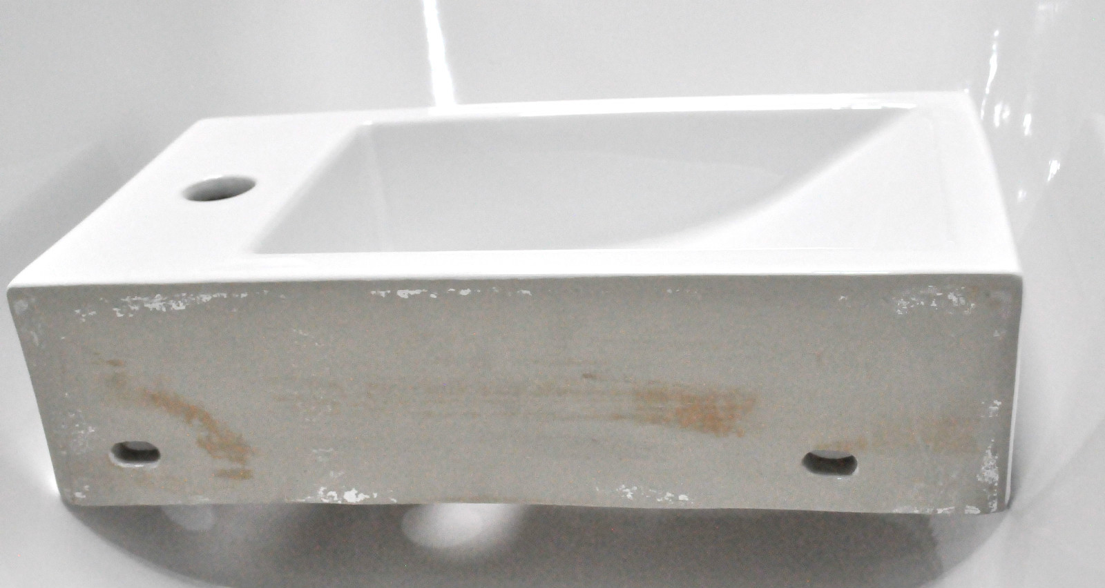 Small Compact Square Rectangle Cloakroom Basin Bathroom Sink Wall Hung ...