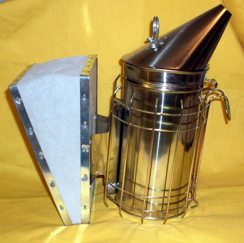 Smoker with Heat Sheild Stainless Steel for Beekeeping -GreenBeehives 