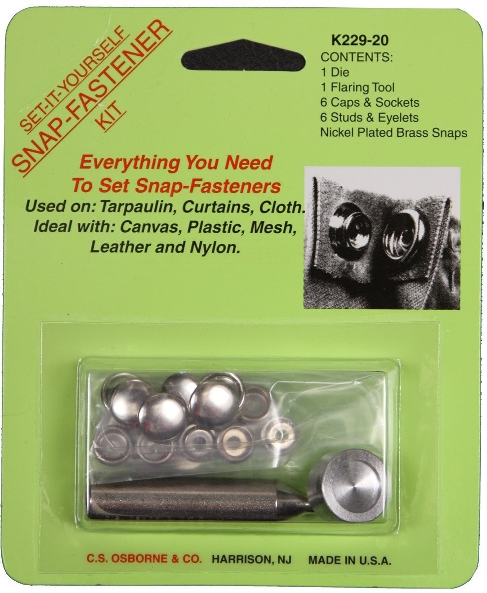 Snap Fastener Set Kit Osborne K22920 DIY 1/2" Snaps, Die, Flaring