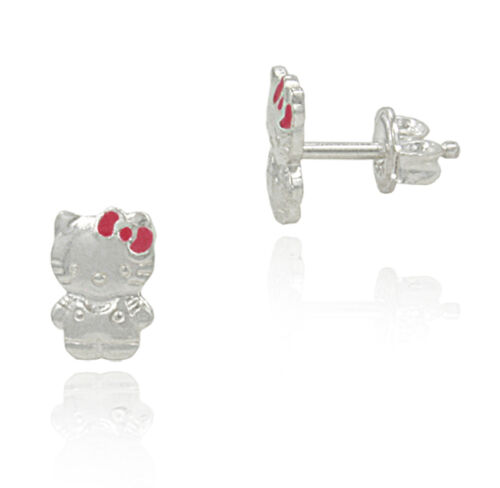 Sterling Silver 925 Hello KITTY Earrings Pink Bow Girl Infants Push Back Stud in Jewelry & Watches, Children's Jewelry, Earrings | eBay