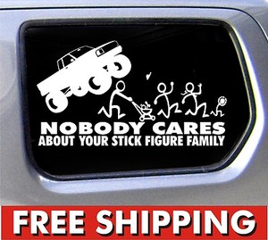 ... -Family-Nobody-Cares-Monster-truck-funny-stickers-car-decal-bumper