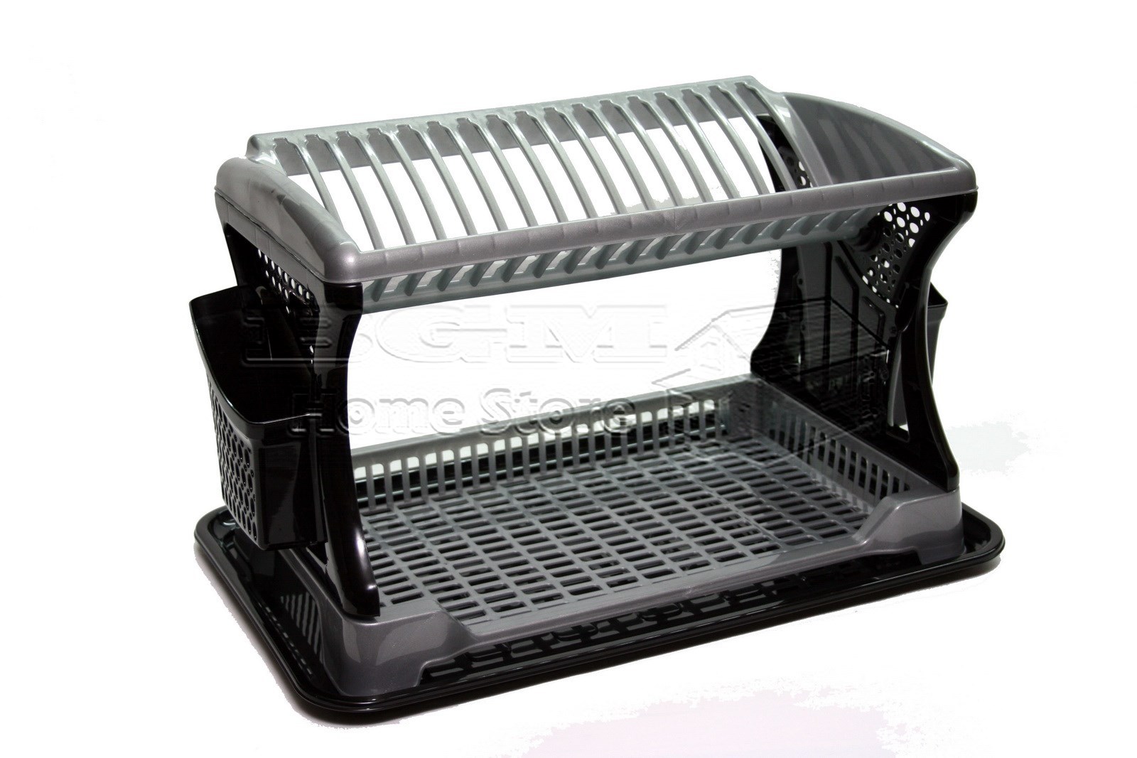 Stylish Design Two 2 Layer Plastic Dish Drainer Rack Utensil Cutlery