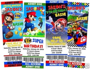 Super Mario Birthday Party Ideas on Super Mario Birthday Party Ticket Invitations Favors   Ebay