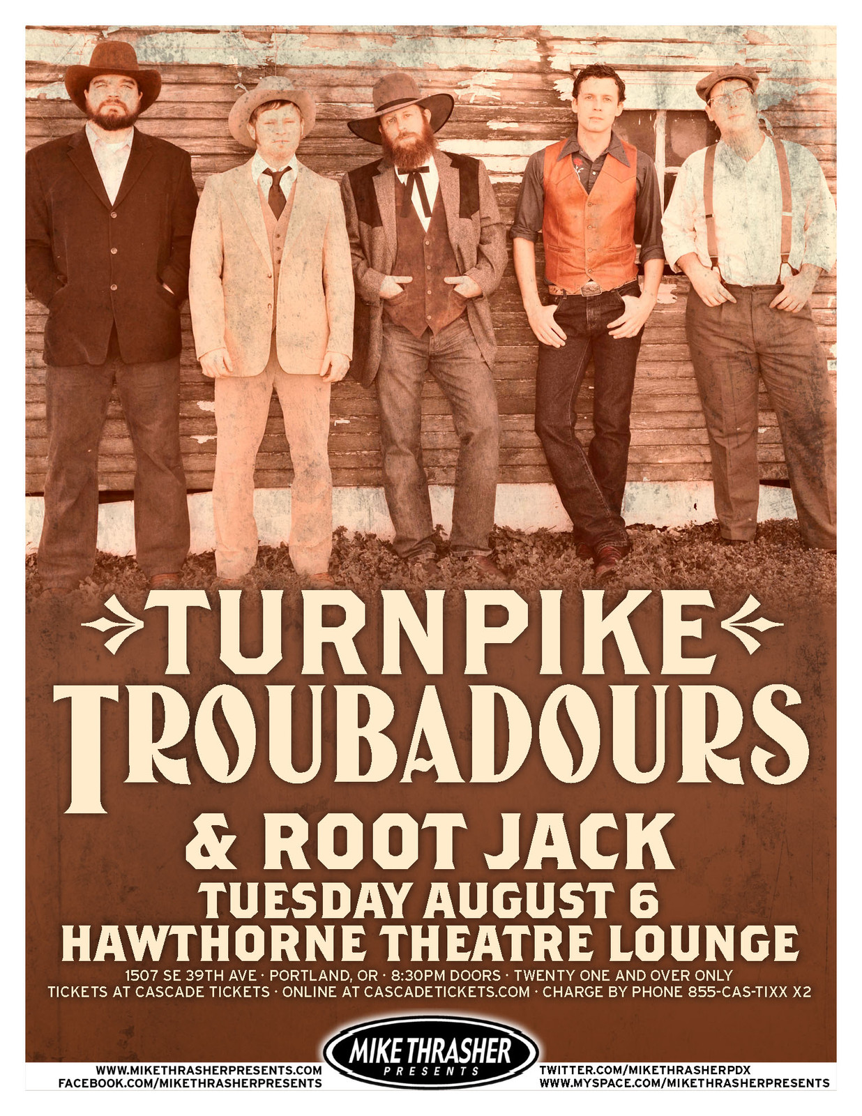 TURNPIKE TROUBADOURS / ROOT JACK 2013 PORTLAND CONCERT TOUR POSTER