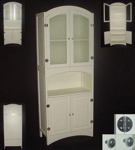 Bathroom Cabinet Doors on Wood 4 Door 3 Shelf Veiled Glass Office Bed Bathroom Linen Cabinet