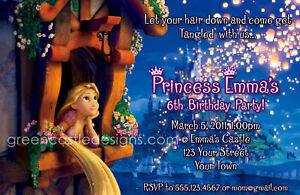 Rapunzel Birthday Party on Tangled Invitations Birthday Party Rapunzel Custom Invite Printable