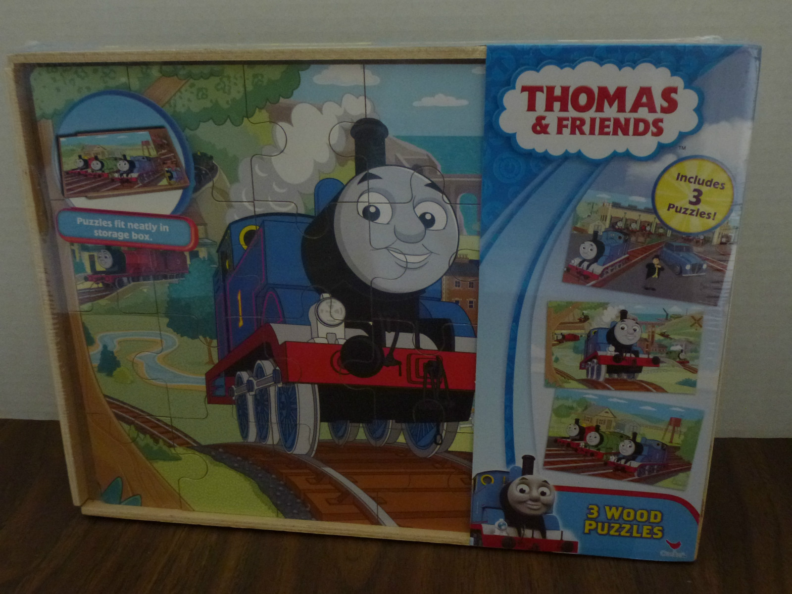  &amp; Friends Wood Puzzle Box Set of 3 in wood box - NIB - storage box