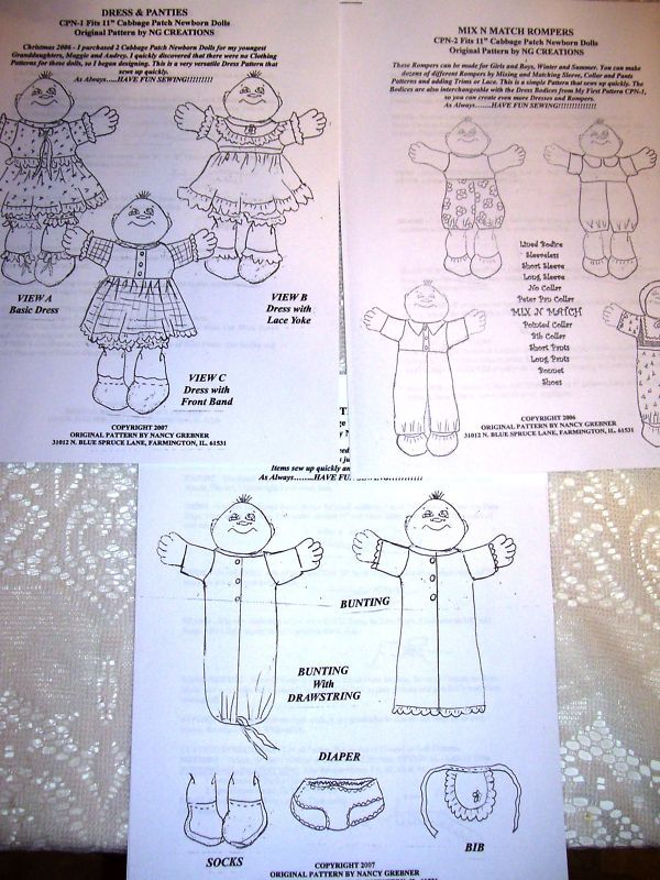 Free Clothing Patterns Cabbage Patch Dolls