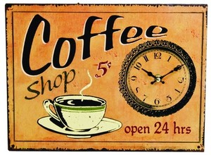 Kitchen Wall  on Style Coffee Shop Sign Wall Clock Clocks Sign Signs Kitchen Decor