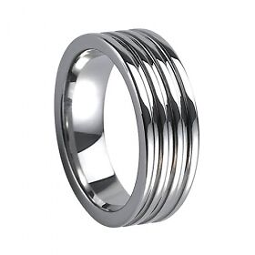 Tungsten Carbide Ring 8MM Men Deep Lines Design Ring Wedding Band - TG018 in Jewelry & Watches, Men's Jewelry, Rings | eBay