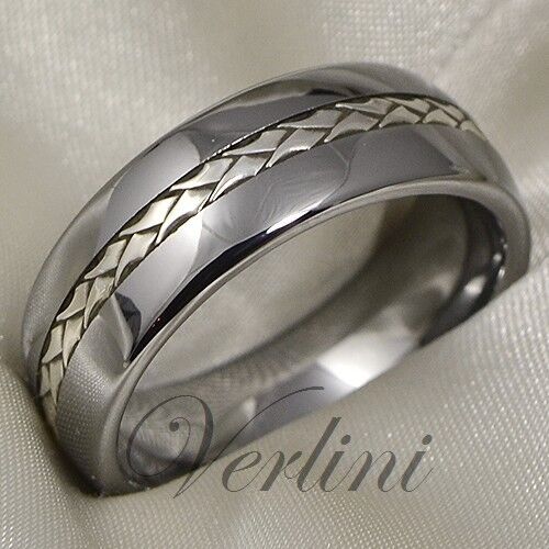 Tungsten Ring Silver Inlay Men's Wedding Band Titanium Color Size 6-13 in Jewelry & Watches, Men's Jewelry, Rings | eBay
