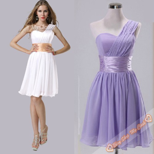 ... Short One Shoulder Bridesmaid Party Prom Dresses Formal Gowns Size 6