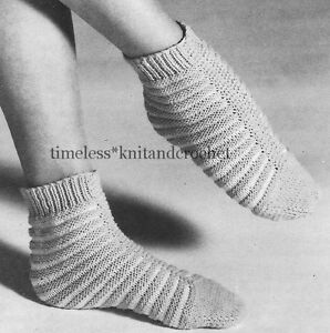 VINTAGE KNITTING PATTERN FOR COSY BED SOCKS IN 4PLY ...