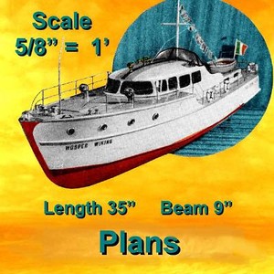 VINTAGE-RADIO-CONTROLMODEL-BOAT-PLANS-CABIN-CRUISER-NOTES-F-S-PLANS
