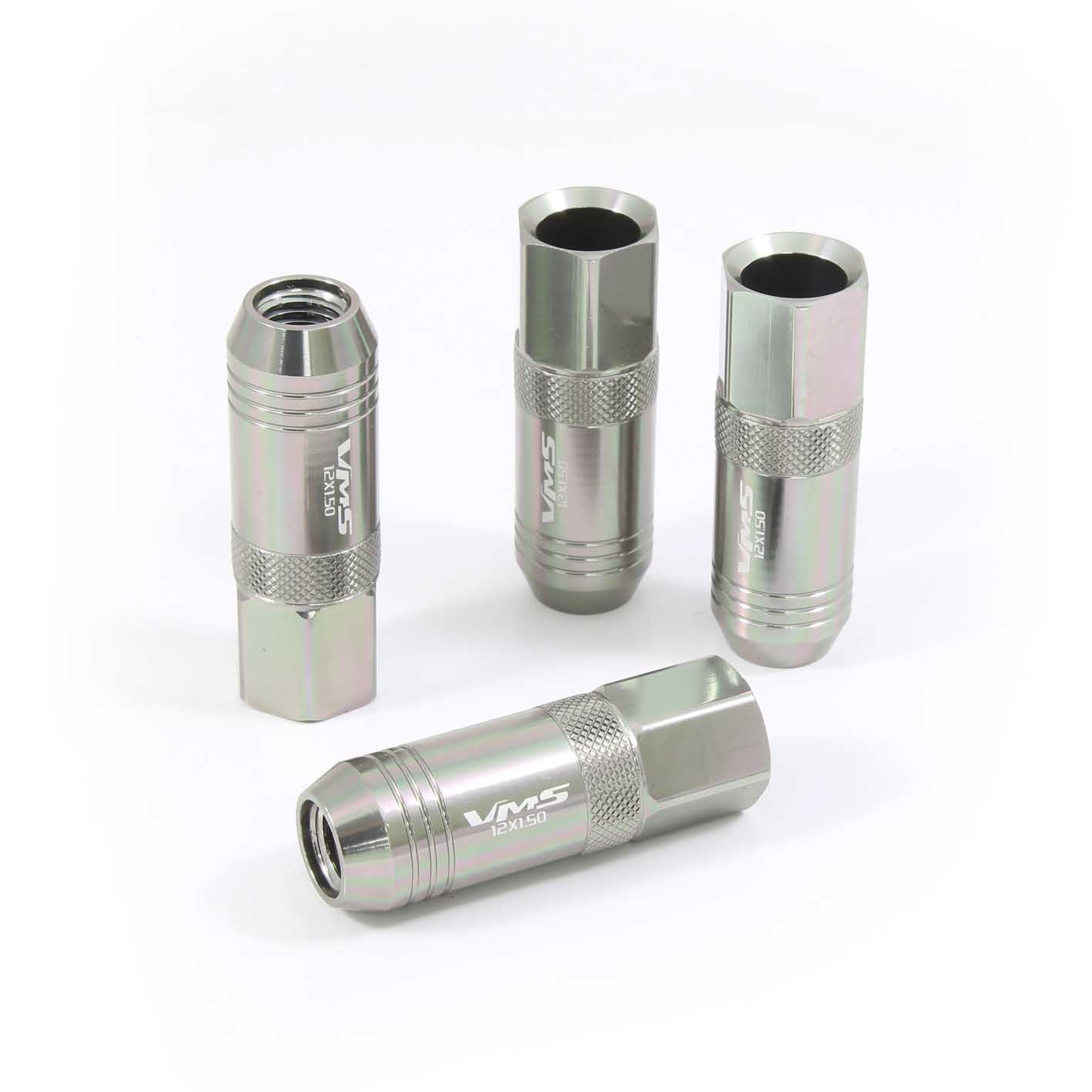 VMS 20 GUN METAL 60MM ALUMINUM EXTENDED TUNER LUG NUTS LUGS FOR WHEELS