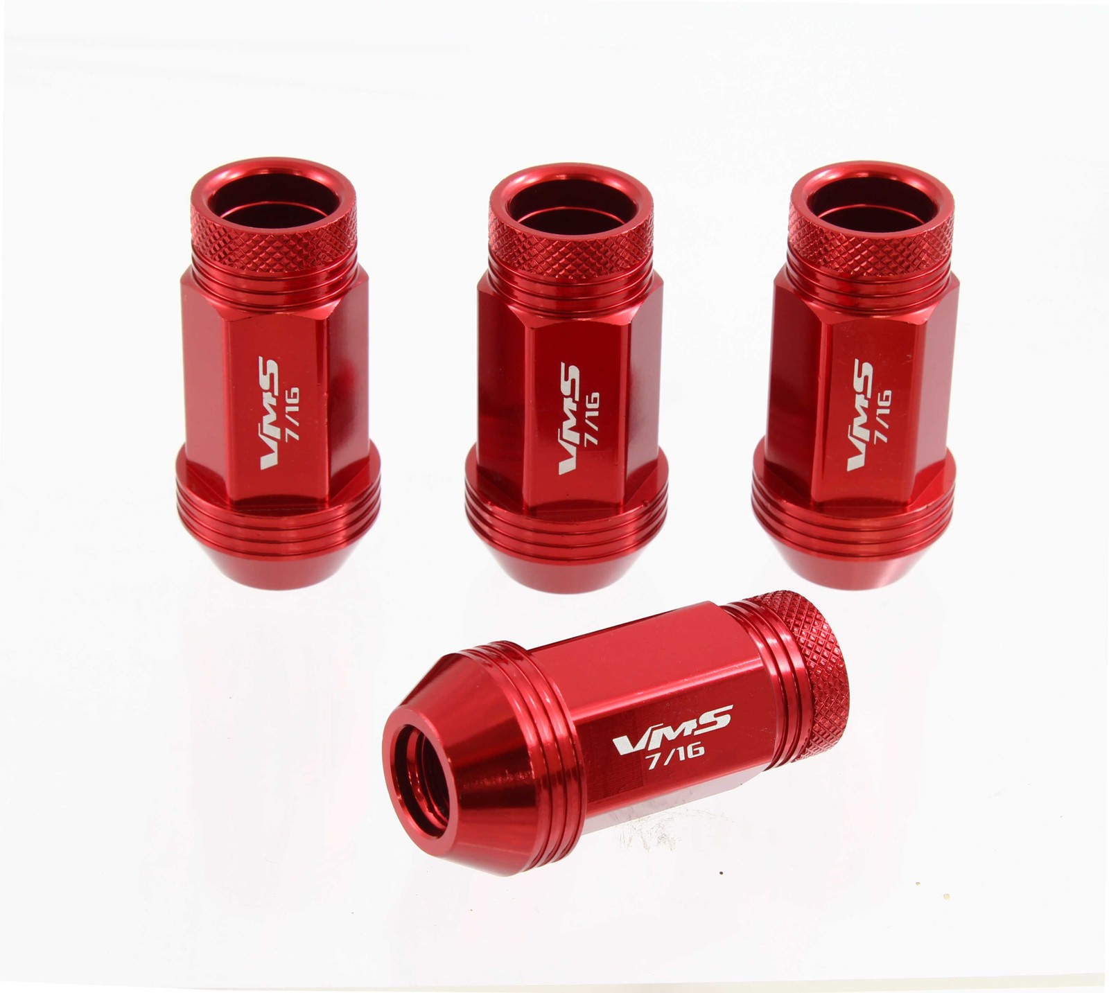 VMS 20 PIECE RACE LIGHT WEIGHT WHEEL RACING LUG NUTS 7/16 20 RED OPEN