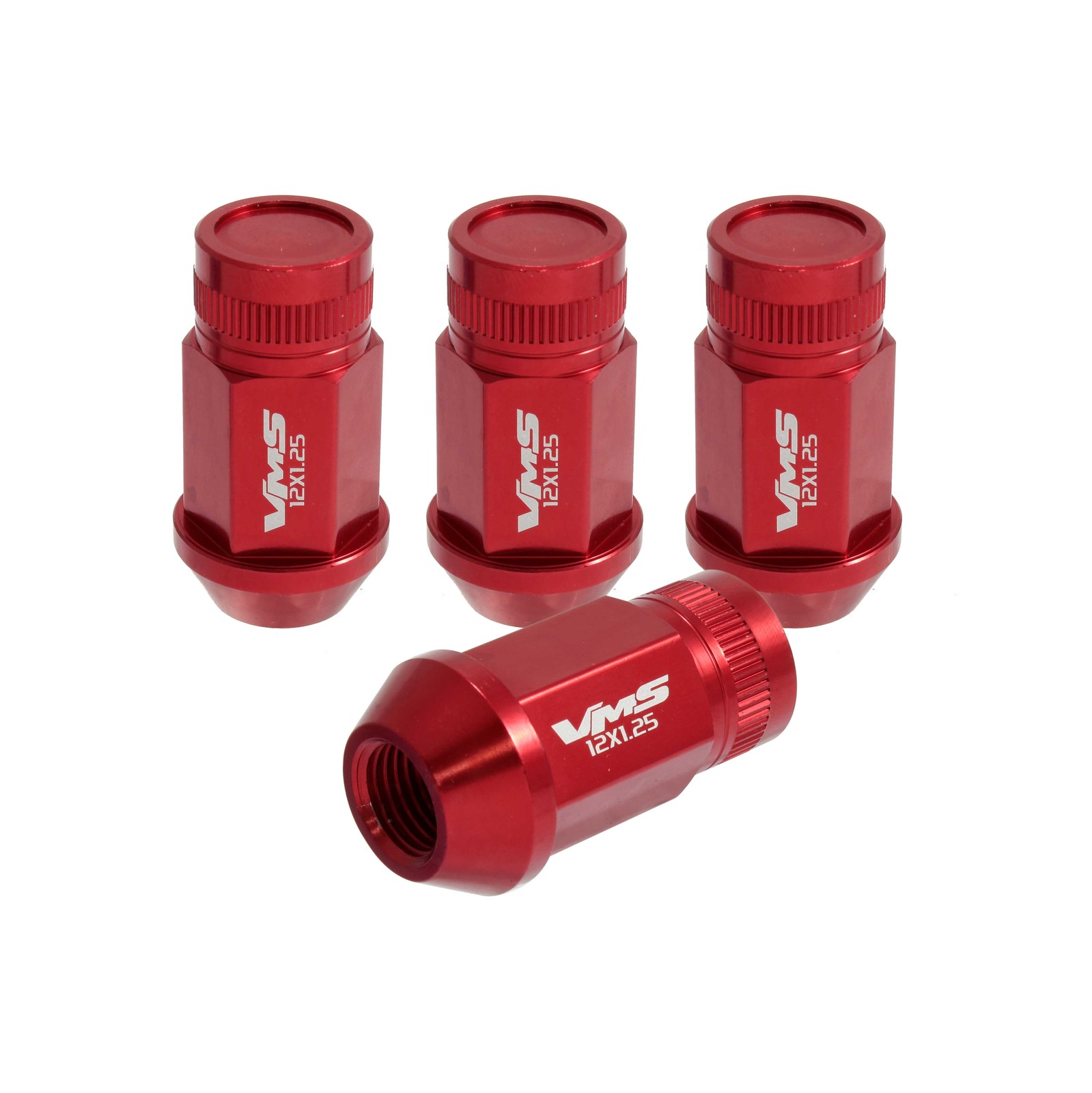VMS 16 RED 44MM ALUMINUM CLOSED END TUNER LUG NUTS LUGS FOR WHEELS RIMS 12X1.25 eBay
