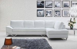  Vanity Modern White Bonded Leather Sectional Contemporary style