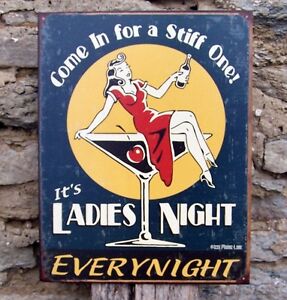Vintage Funny Signs on Vintage Antique Style Ladies Night Funny Bar Pub Sign Retro Ad Decor