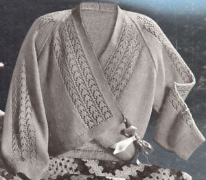 Bed Jacket Knitting Pattern Sz M - KarensVariety.com