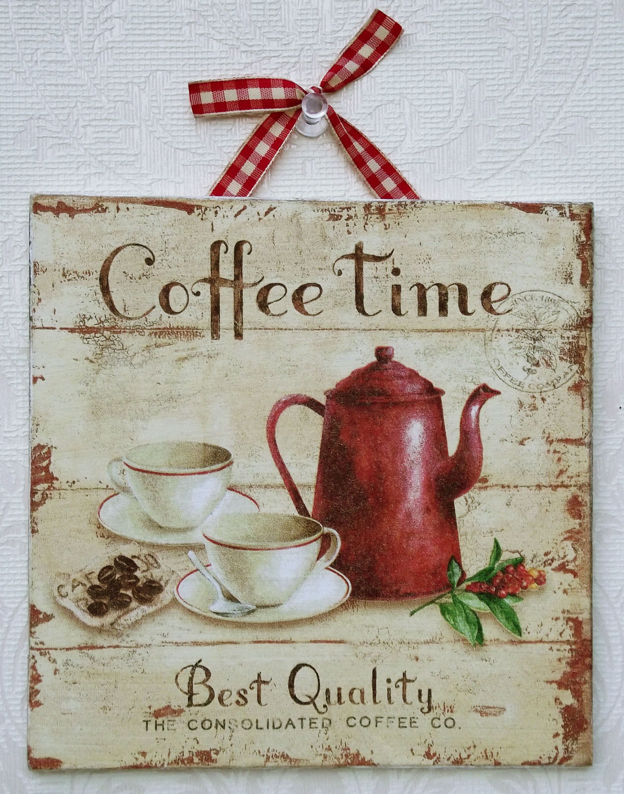 Country Shabby Chic &quot;Coffee Time&quot; Picture Plaque
