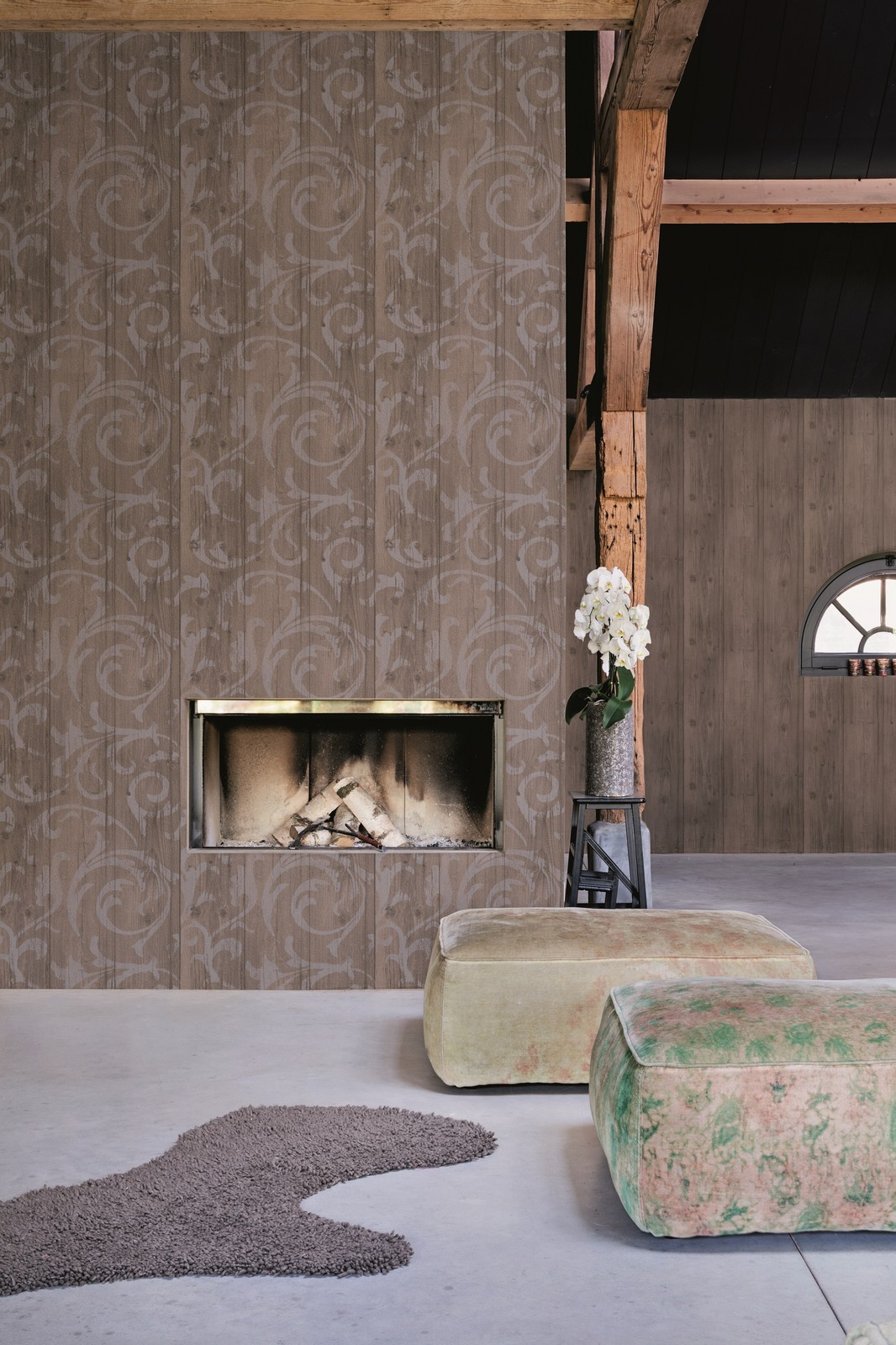 Tapete Holzoptik Rustikal : Vlies Tapete Antik Holz rustikal Ornament Muster Barock braun grau Tapete Holzoptik Rustikal : Vlies Tapete Antik Holz rustikal Ornament Muster Barock braun grau