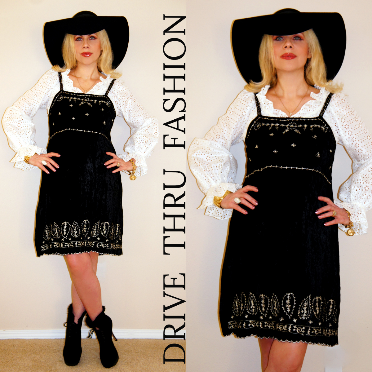 Vtg 70's CRUSHED VELVET+Embroidery ETHNIC India Boho Hippie Mini Jumper