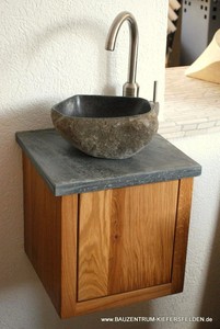 WASCHTISCH GRANIT WASCHBECKEN FLUßSTEIN MARMOR HOLZ EICHE VOLLMASSIV