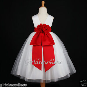 Christmas Party Dress on White Red Holiday Bridesmaid Pageant Party Flower Girl Dress 12m 2 4 6