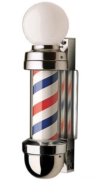 ... WILLIAM MARVY CO. #410 TRADITIONAL 2- LIGHT BARBER POLE, THE ORIGINAL