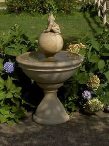 WINSTON-FROG-FOUNTAIN-27-Sphere-GARDEN-OUTDOOR-Decor-CAST-CEMENT-Water 