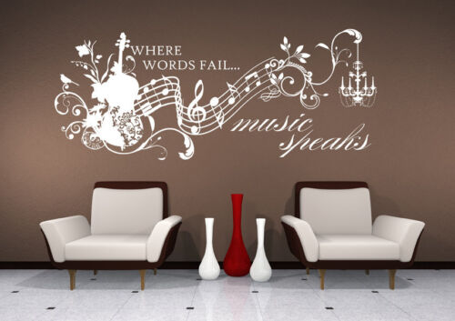 Wall Decal Music Speaks - Vinyl Wall Quote Sticker Art in Home & Garden, Home Decor, Decals, Stickers & Vinyl Art | eBay