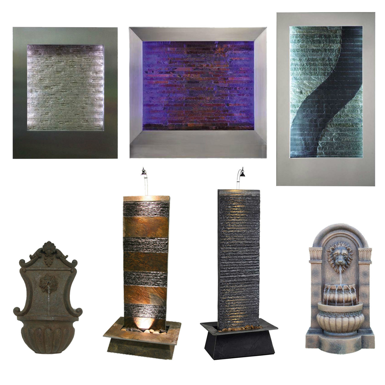 Wall Water Fountain Indoor Waterfall Decor Wall Mounted ...