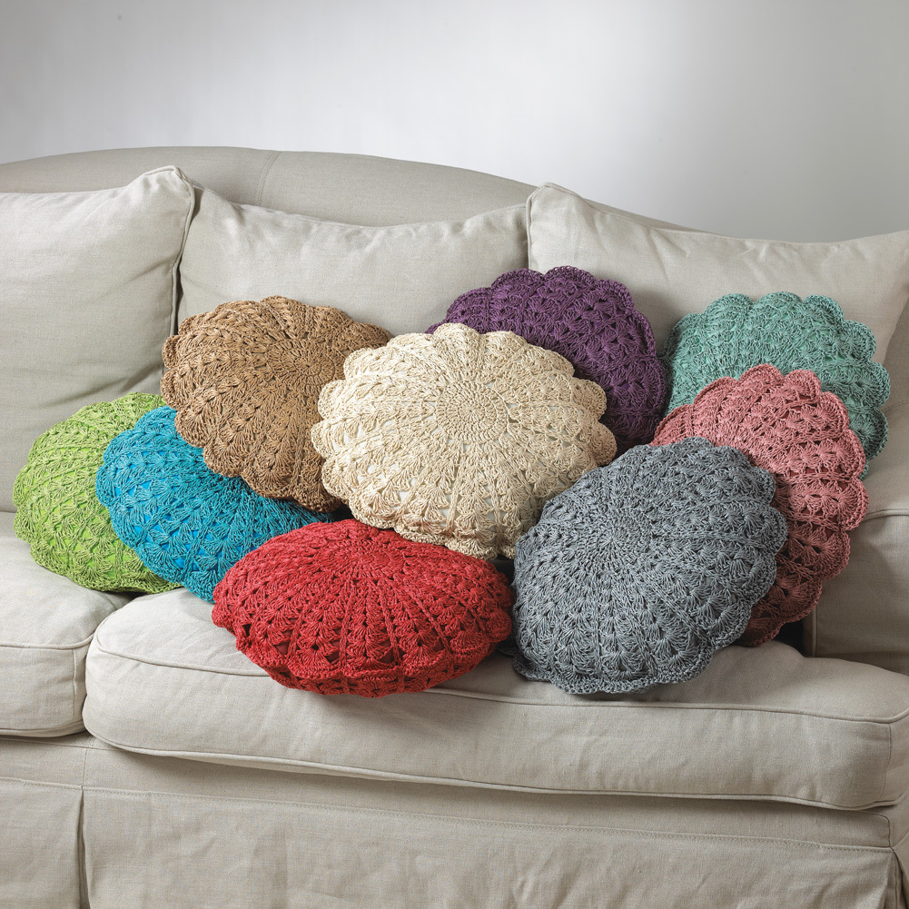 West Palm Crochet Decorative Throw Pillow 18 Round 9 Colors