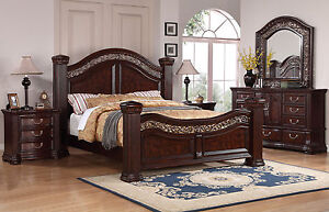 Wynwood Alicante Cherry QUEEN Size Mansion Bed Bedroom Furniture Mediterranean