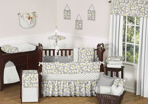 Bedspreads   on White Floral Baby Girl Flower Grey Bedding Crib Set Made In Usa   Ebay