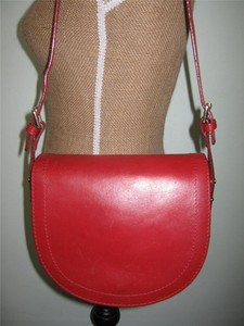 Zara Lipstick Red Leather Amp Gold Cross Body Satchel Bag Purse Tote ...
